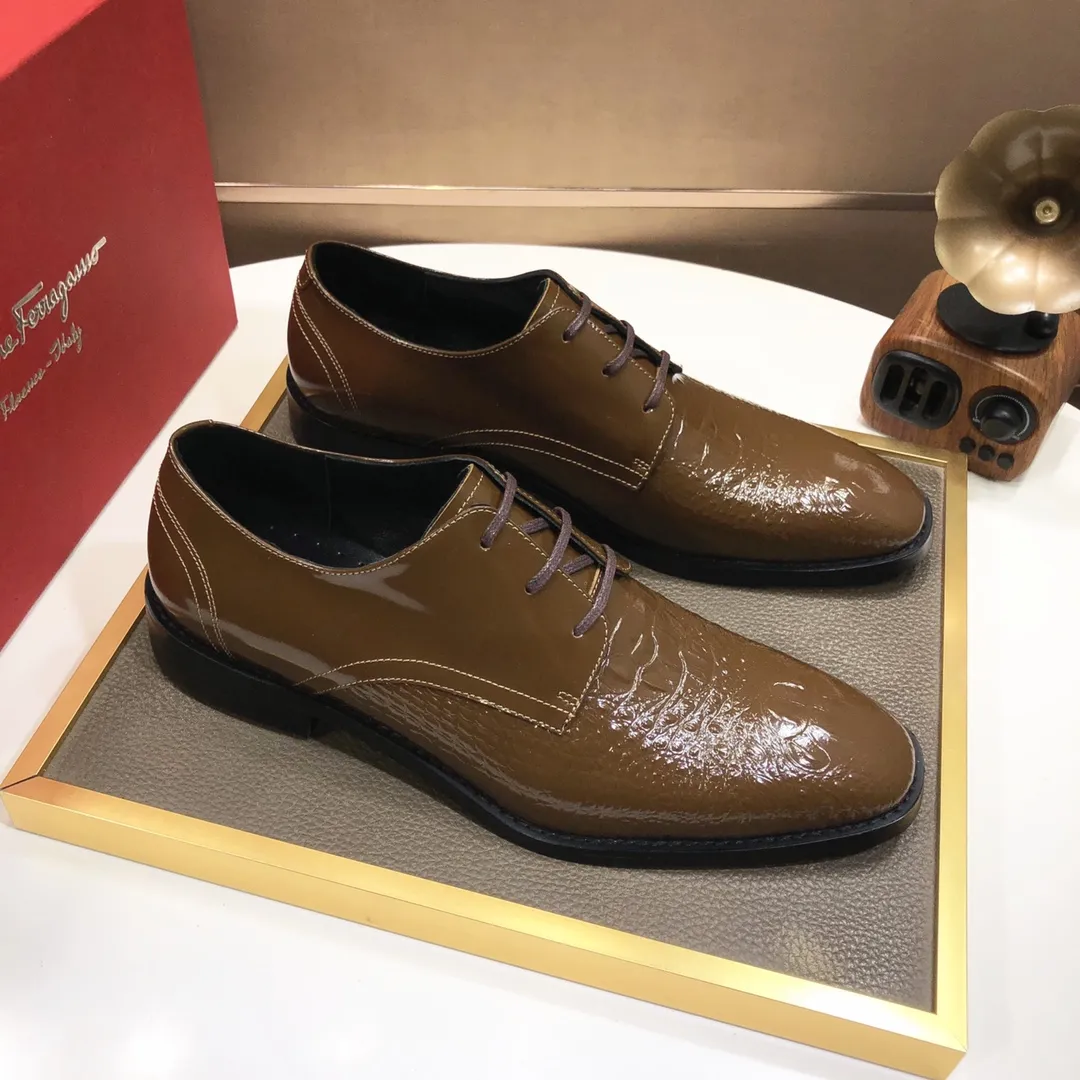 Men's shoes 💰480💰[Ferragamo/Ferragamo] The latest model in the counter, original imported cowhide fabric + sheepskin lining + original luxury metal buckle + original combination outsole, no pressure in comparison 38--44 (custom-made for 45, non-refundable)
